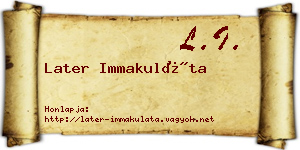 Later Immakuláta névjegykártya